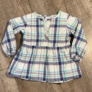 10/$10 Carter's Blue, Navy & Teal Plaid Long-Sleeve Tunic size 18 month